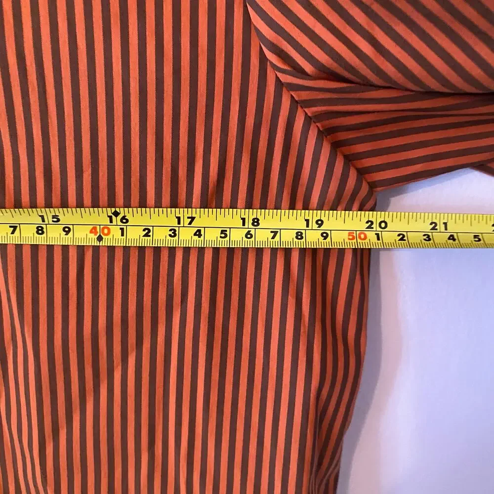 Lafayette 148 Orange Brown Pinstripe Button Down Shirt Cotton Preppy size Small - Picture 9 of 12